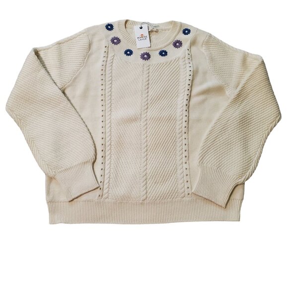Marine Layer Jada Crewneck womens sweater ivory sz Medium pullover knit new - Picture 3 of 16